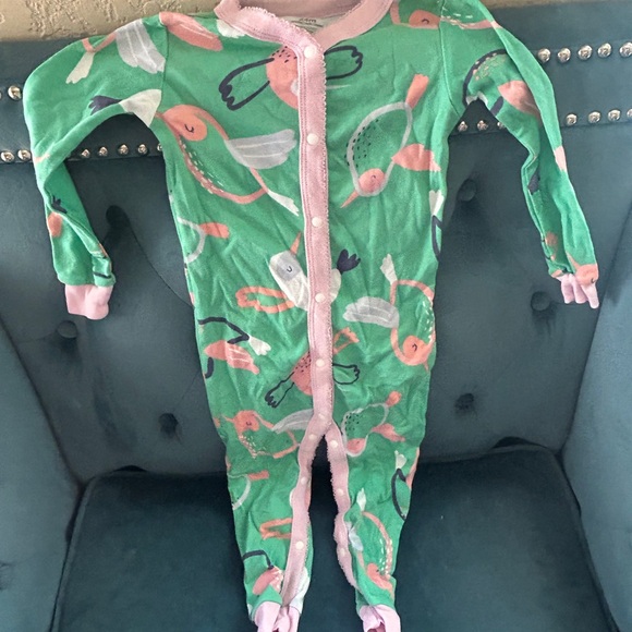 Carter's Green and Pink Bird Print Bodysuit - Picture 1 of 2